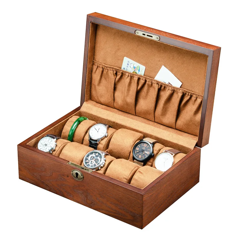 New Exquisite Solid Wood Retro Watch Box 10 Compartment Storage Packaging Display Box