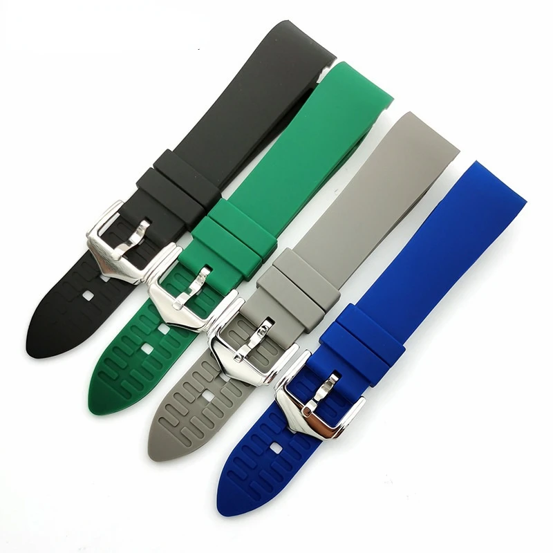 Universal elbow arc silicone watch band soft rubber strap compatible  for seiko turdo rolex omage watch 19mm 21mm 24mm
