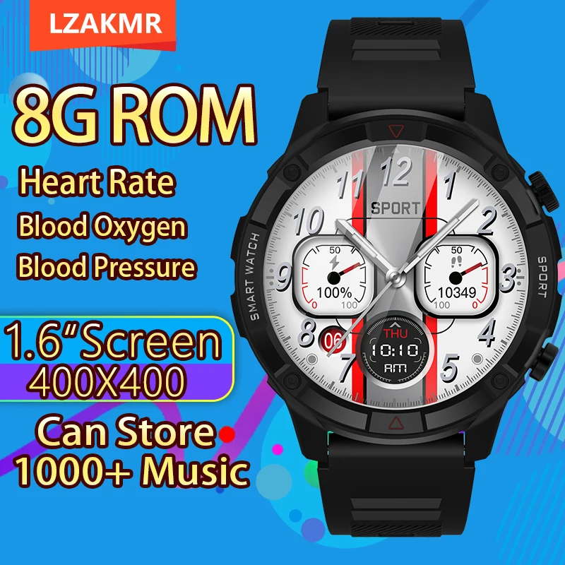 

2023 NEW 8G ROM D02 Smart Watches 1.6“Screen 400*400 NFC Can Store 1000+Music Blood Pressure Blood Oxygen Sports Mode Smartwatch