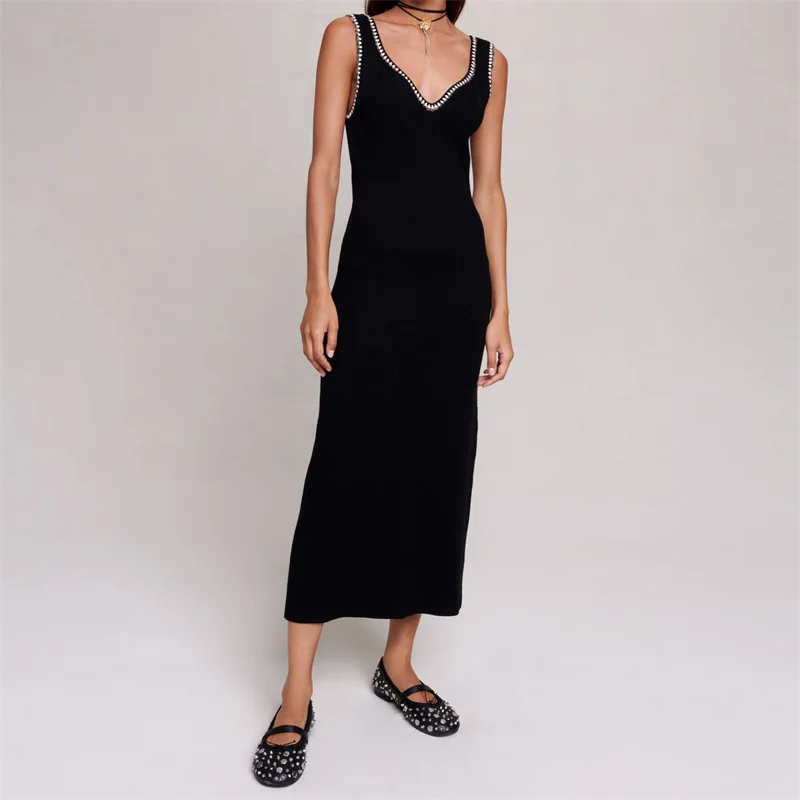 

Summer Dresses For Women 2023 Summer New Korean Fashion V-neck Long Dress Sexy Backless Elastic Evening Dress y2k Sleeveless Top