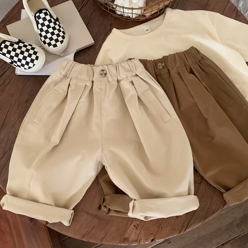 

Kids Harem Pants Babys Solid Elastic Girls Boys Pants Loose Autumn Children's Trousers Unisex Kids Clothing 2023 New