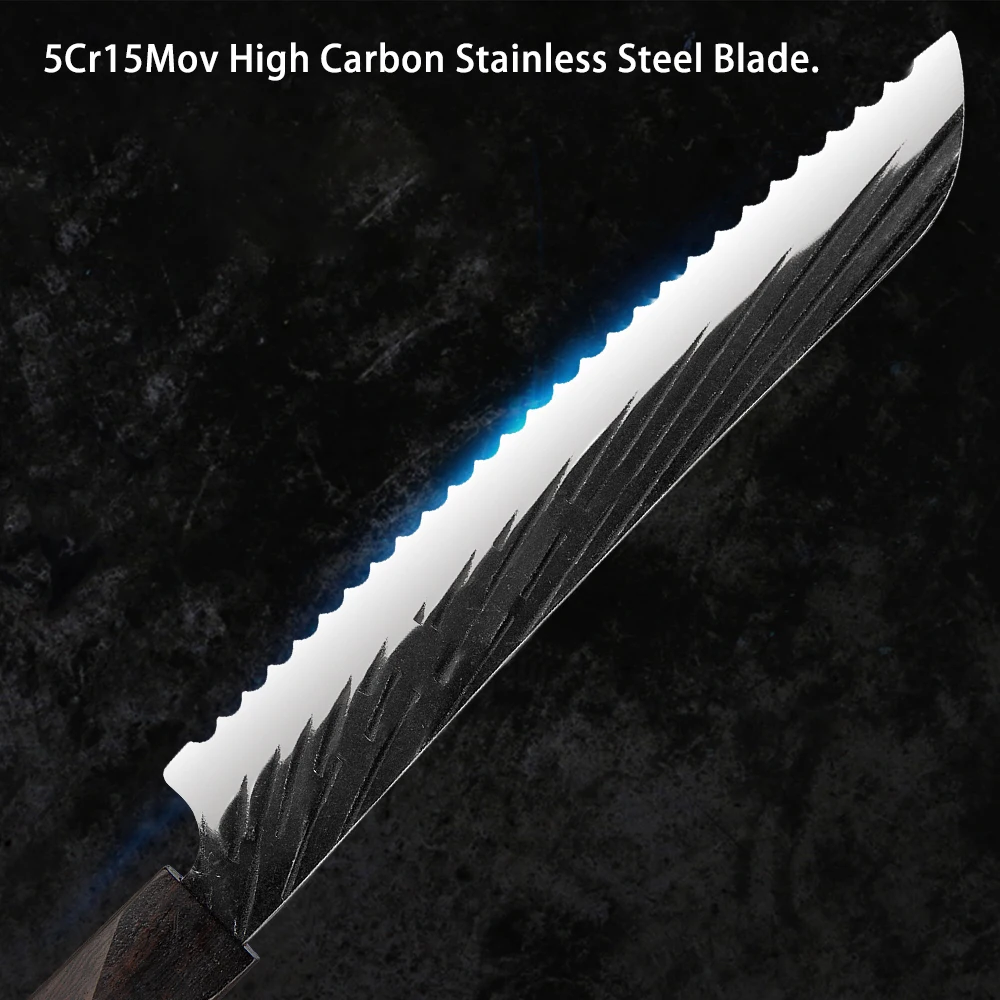 Кованый нож для хлеба ручной работы 8 дюймов японский нарезки сыра зубчатый торта