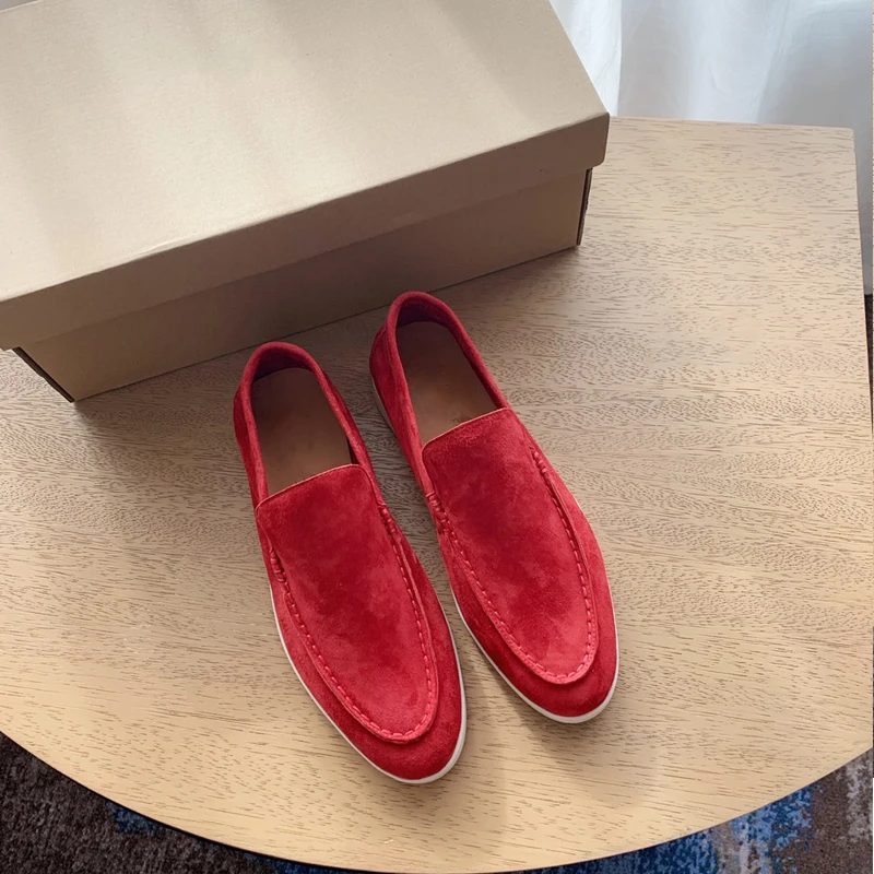 Купи Suede Loafers Shoes for Women 2022 Designer Luxury Leather Casual Brand Shoes Comfortable Walking Mocasines Men Red Shoes за 2,604 рублей в магазине AliExpress