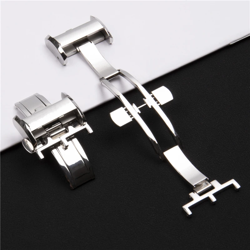 

18mm Stainless Steel Butterfly Buckle for Longines Master Leather Watchband Deployment Folding Clasp Watch Accessories
