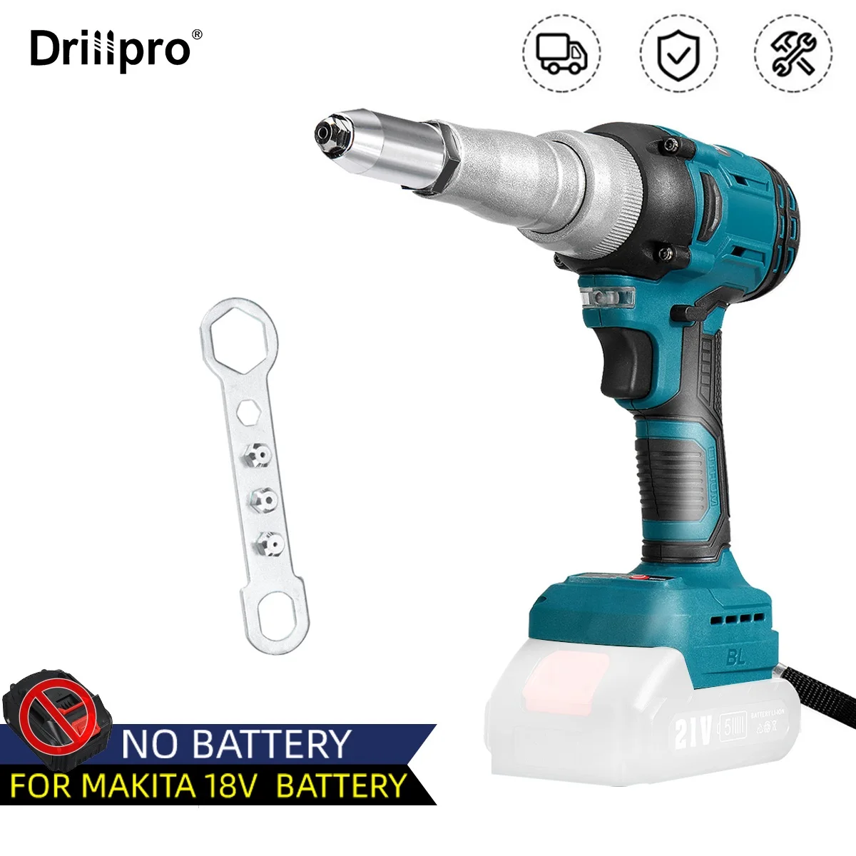 

18V Brushless Riveter Guns Electric Rivet Nut Gun Drill Cordless Automatic Rivet Gun W/ LED Light compatible Makita 18V Battery