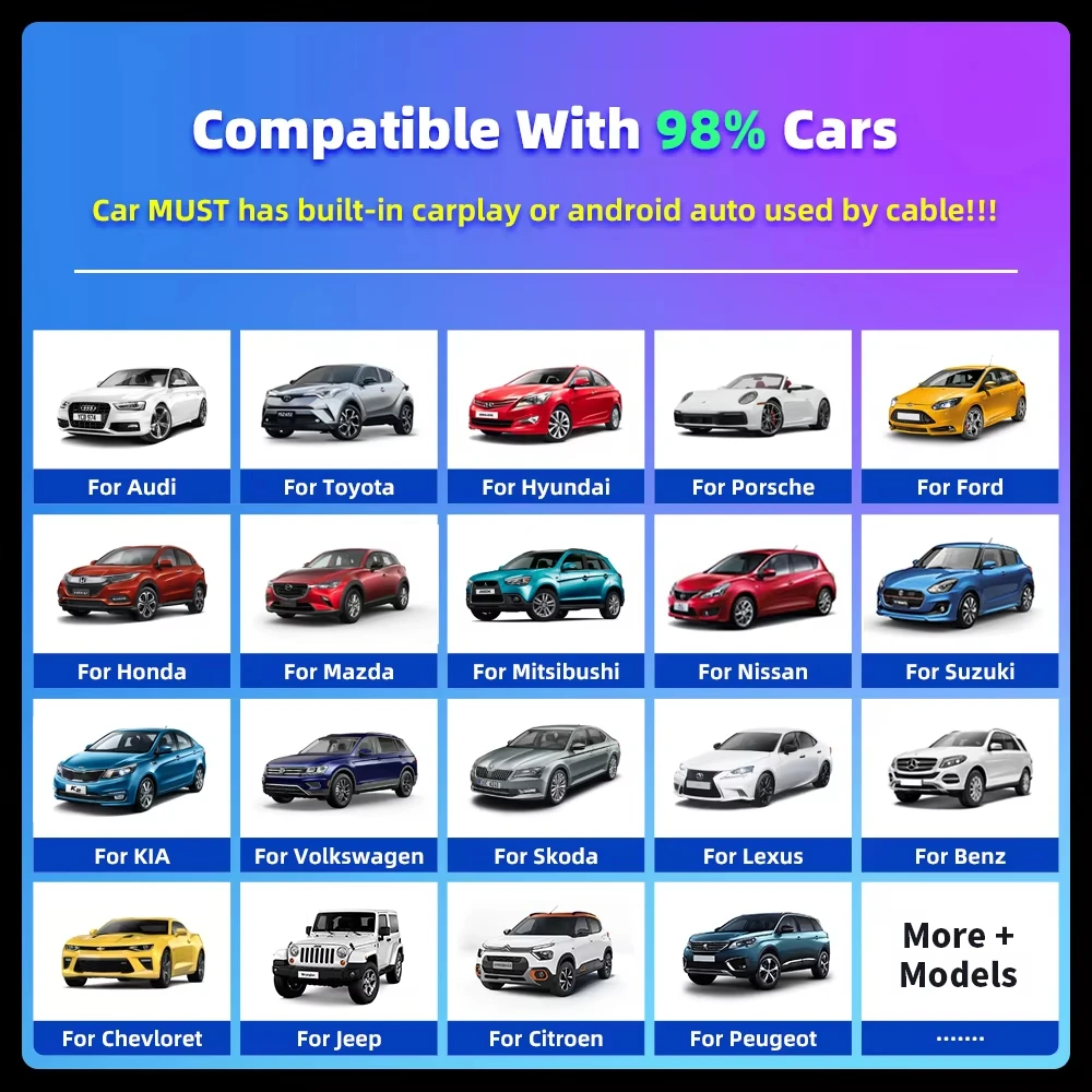 EKIY Wireless CarPlay Dongle 2-в-1 Android Auto Адаптер AI Smart Box Для Автомобильных Интеллектуальных