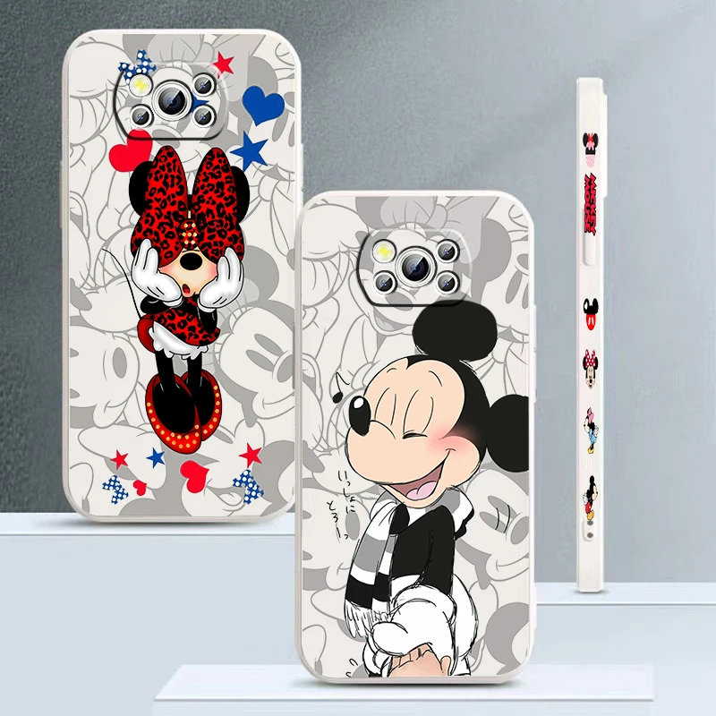 

Liquid Left Rope Phone Case For Xiaomi Mi Poco M5s M5 X4 X3 M4 M3 F4 F3 GT C50 Pro NFC 5G Fashion Mickey Minnie Mouse Cover
