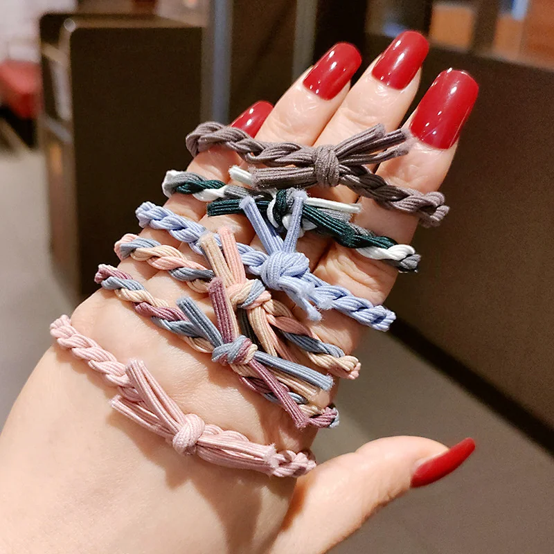 Matching Twist Braid Hair Circle  Version High Elastic Hair Thick Leather Band Hand Woven Knot Headband