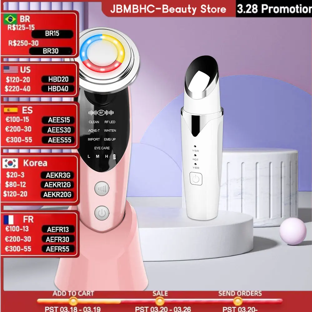 

7 In 1 Face Lift Devices EMS RF Microcurrent Skin Rejuvenation Facial Massager EMS Electric Eye Massager Eye Anti Age Wrinkle