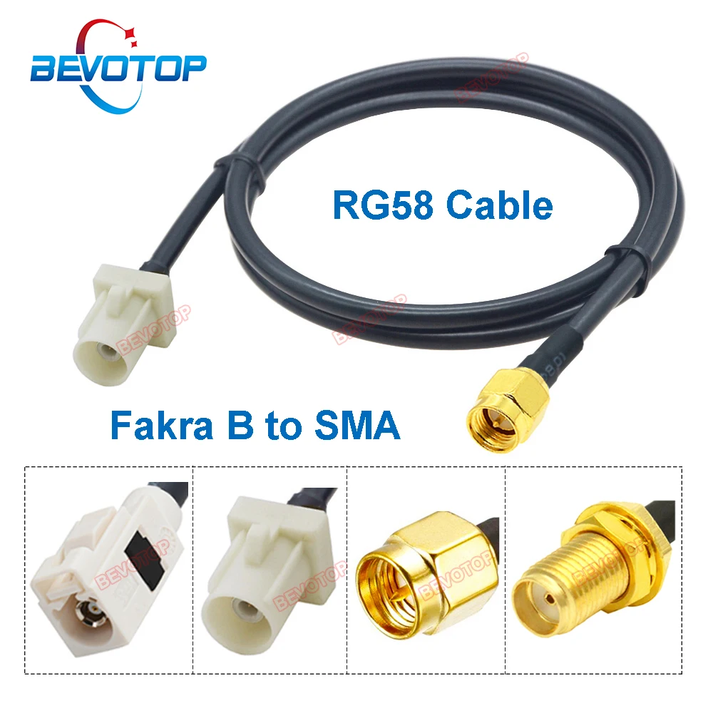 1 шт. перемычка Fakra to SMA RG58 белая Code B штекер/гнездовой разъем 50 Ом RG-58 косичка BEVOTOP