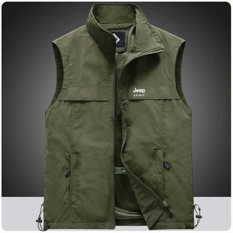 

Summer Lightweight Softshell Vest Men Windproof Sleeveless Jacket for Travel Hiking Running Golf Fishing Mesh Work Tools Vests