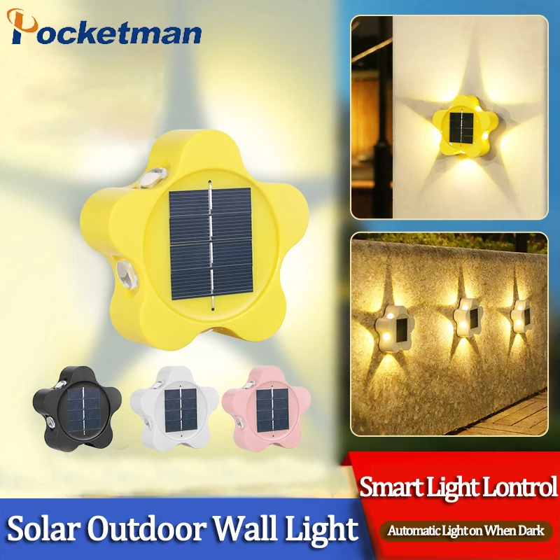 

Powerful 5 LED Solar Wall Lamp Outdoor Light Control Induction Warm Light for Balcony Courtyard Street Garden Outdoor Solar Lamp