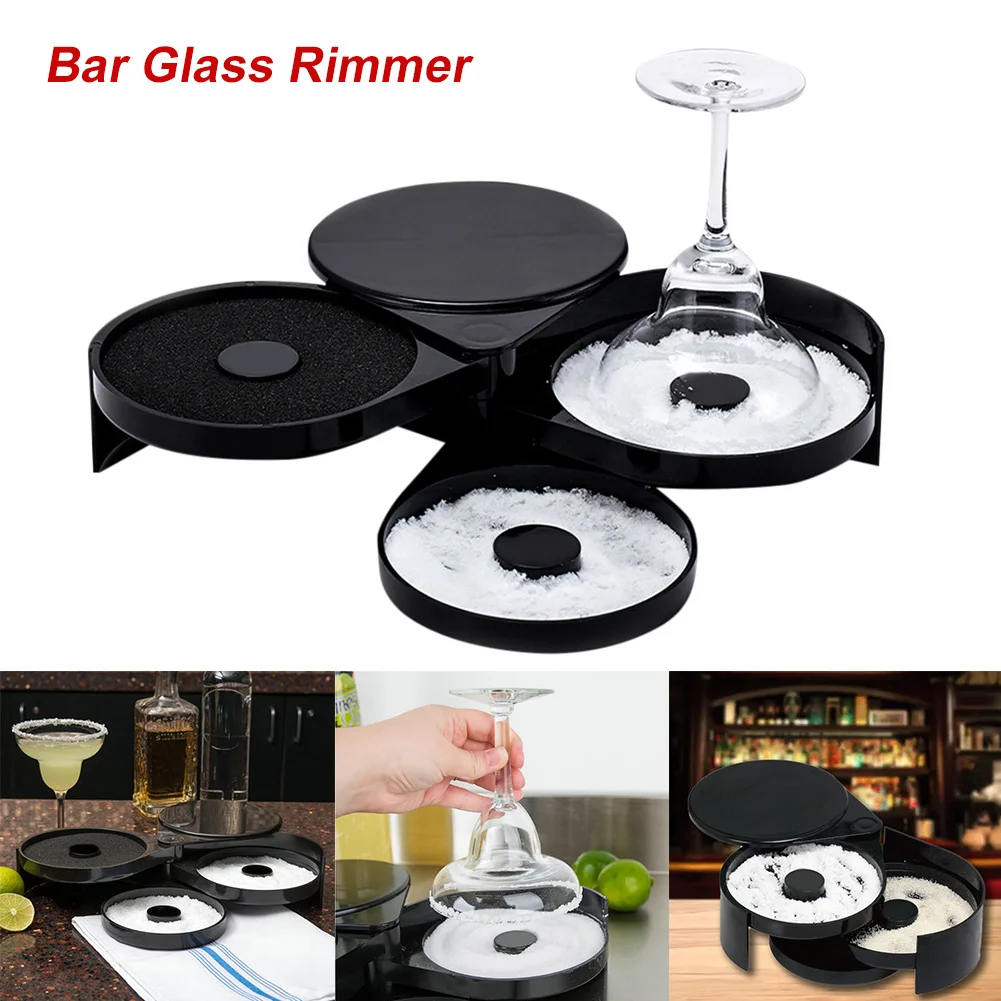 3 Tier Bar Glass Rimmer Rotating Salt Cocktail Accessories Bartender Tools Home Bar Lime Juice Sugar Salt Box Spice Container