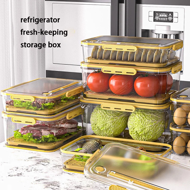 

Refrigerator Sealed Timing Storage Box Fridge Organizer Containers Food Preservation Boxes Egg Storage Box Kitchen Organizer