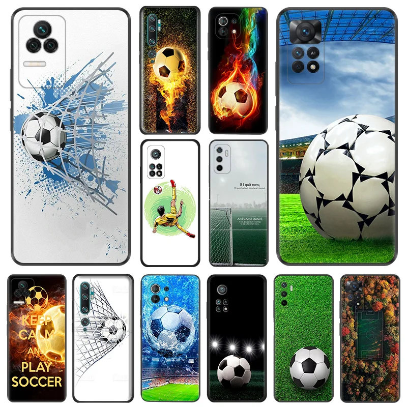 

Мягкие чехлы для телефонов Xiaomi 13 Lite12T 12S Ultra 12X 12 A2 Play Football Art Redmi 12C K50 K60 Pro CC9E, черный матовый чехол