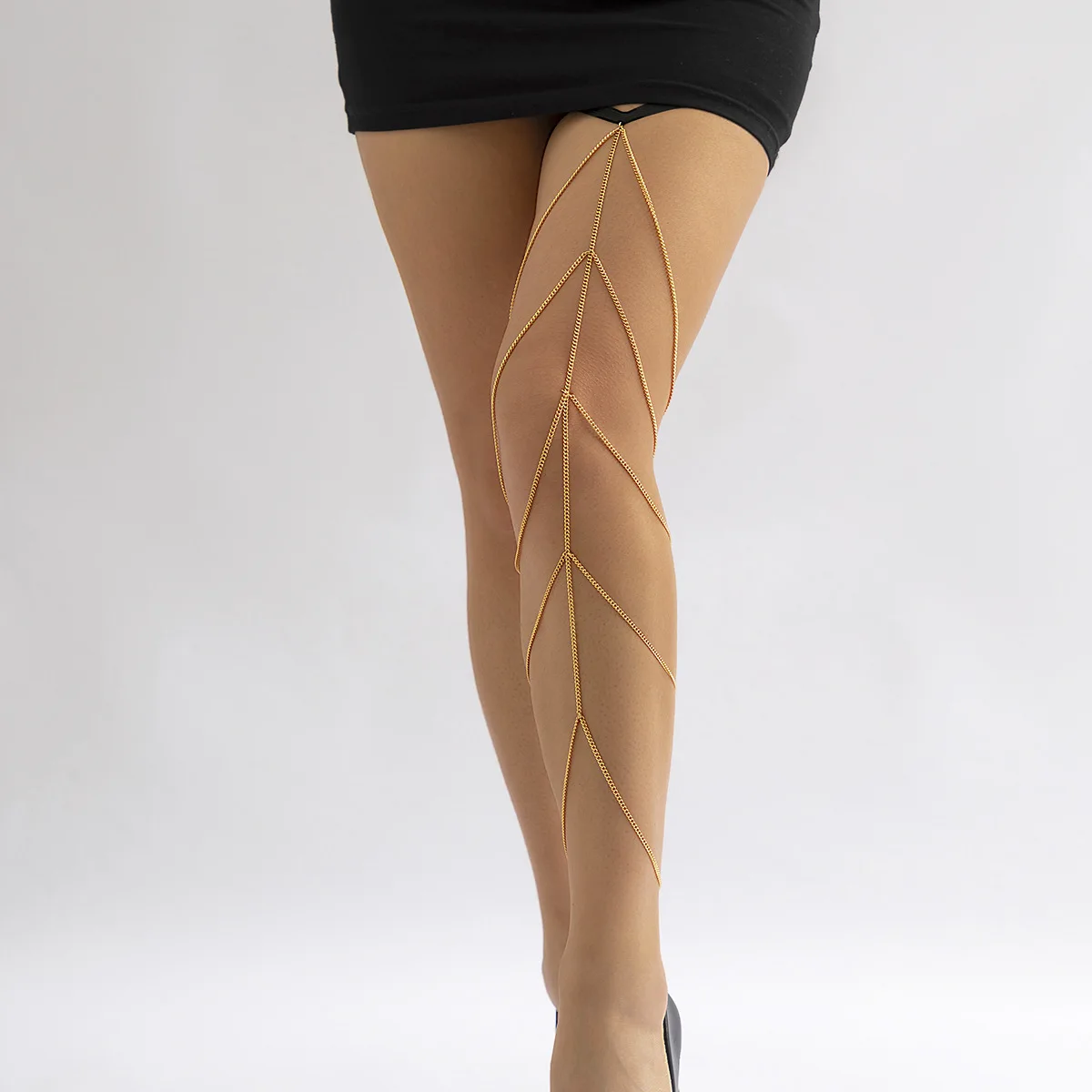 

Rhinestones Leg Thigh Chain Shiny Women Sexy Body Chain Leg Thigh Harness Jewelry Beach Multi Layers Gold Color Chains