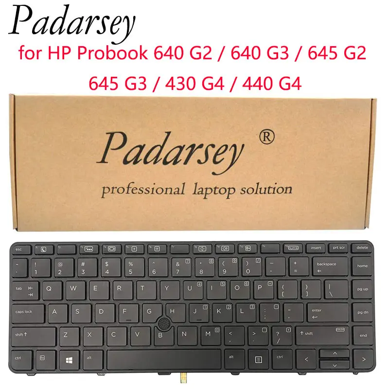 Сменная английская клавиатура Padarsey для ноутбука HP Probook 640 G2 G3 645 430 G4 440 с подсветкой