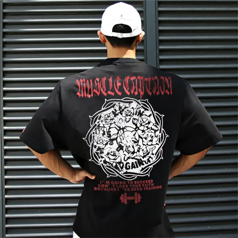 Мужская хлопковая рубашка с коротким рукавом для фитнеса свободная спортивная и