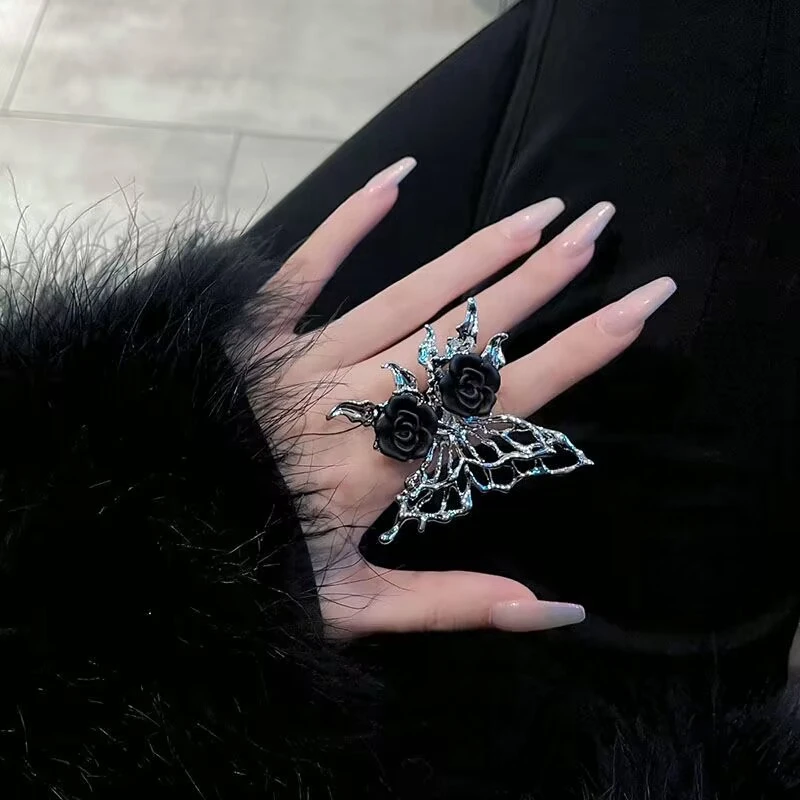 Student Butterfly Ring Girl Adjustable Opening Ring Popular Cool Personality Finger Ring Women's Ring Fashion Female Jewelry