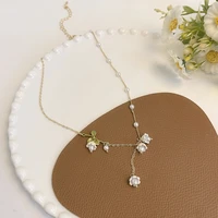 lady stylish temperament pearls necklace flowers summer boho necklaces jewelry