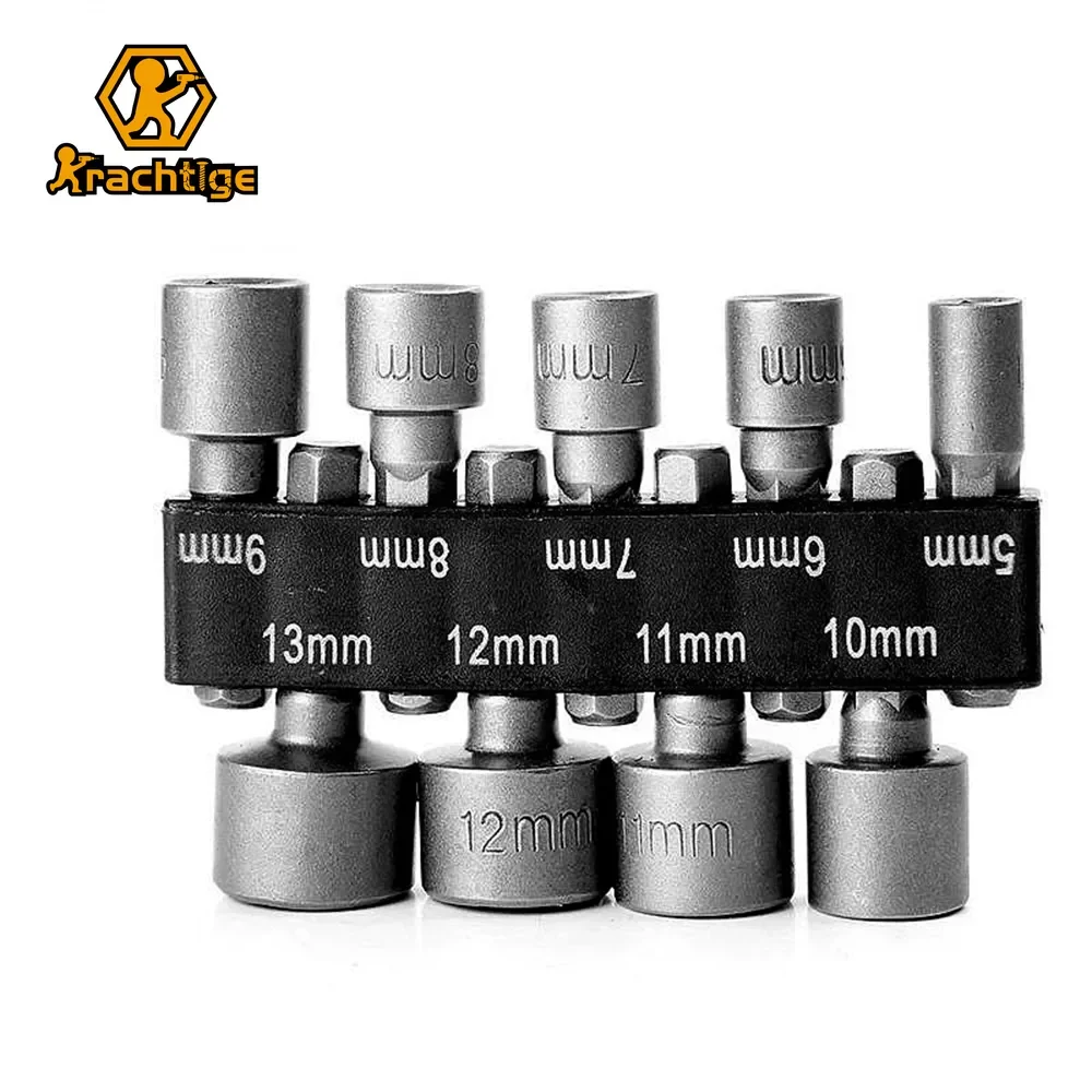

Krachtige 9Pcs Power Nut Driver Hex Shank Drill Bit Adapter Socket Wrench Screw Tool 5mm-13mm