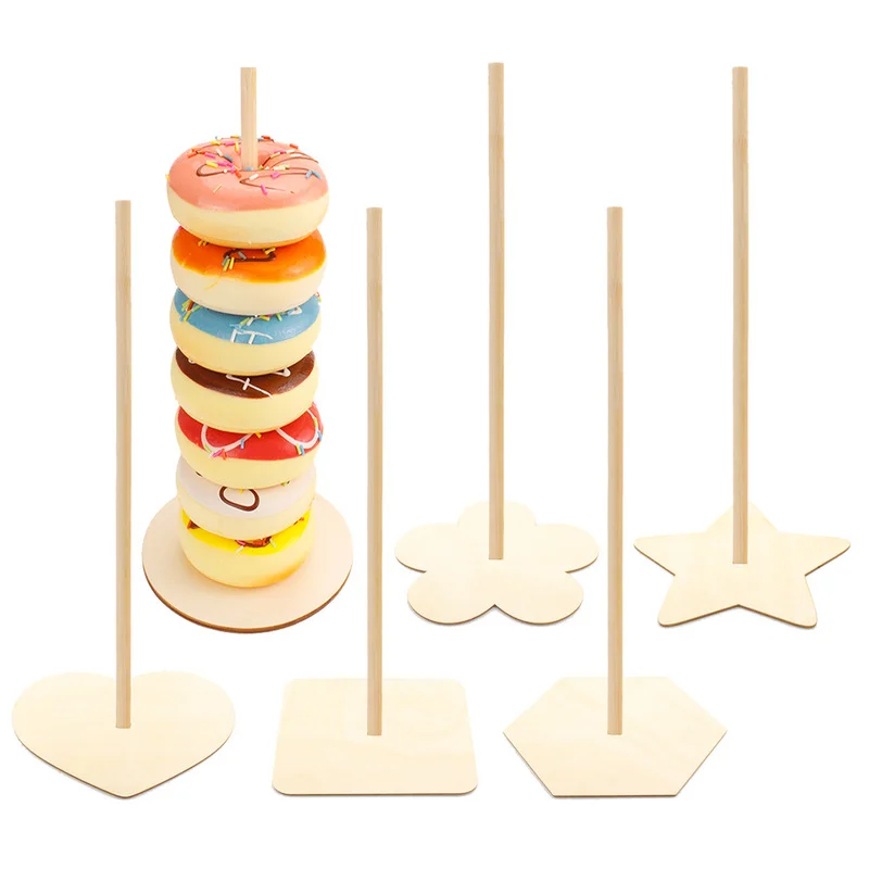

Wood Donuts Display Stand DIY Doughnut Holder Dessert Rack Stand for Wedding Decoration Baby Shower Birthday Party Decoration