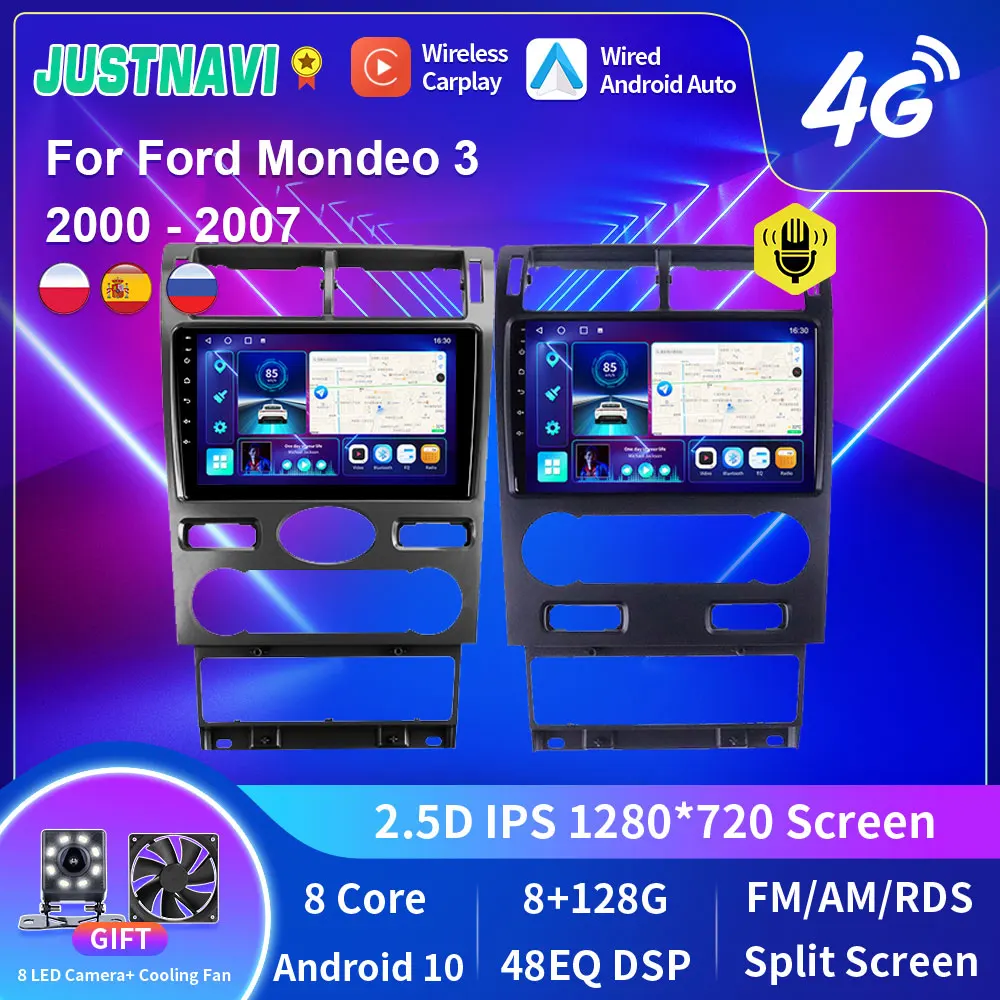 

Автомагнитола JUSTNAVI 2 din Android 10,0 для Ford Mondeo 3 2000 - 2007 мультимедийный видеоплеер GPS навигатор раздельный экран HD камера