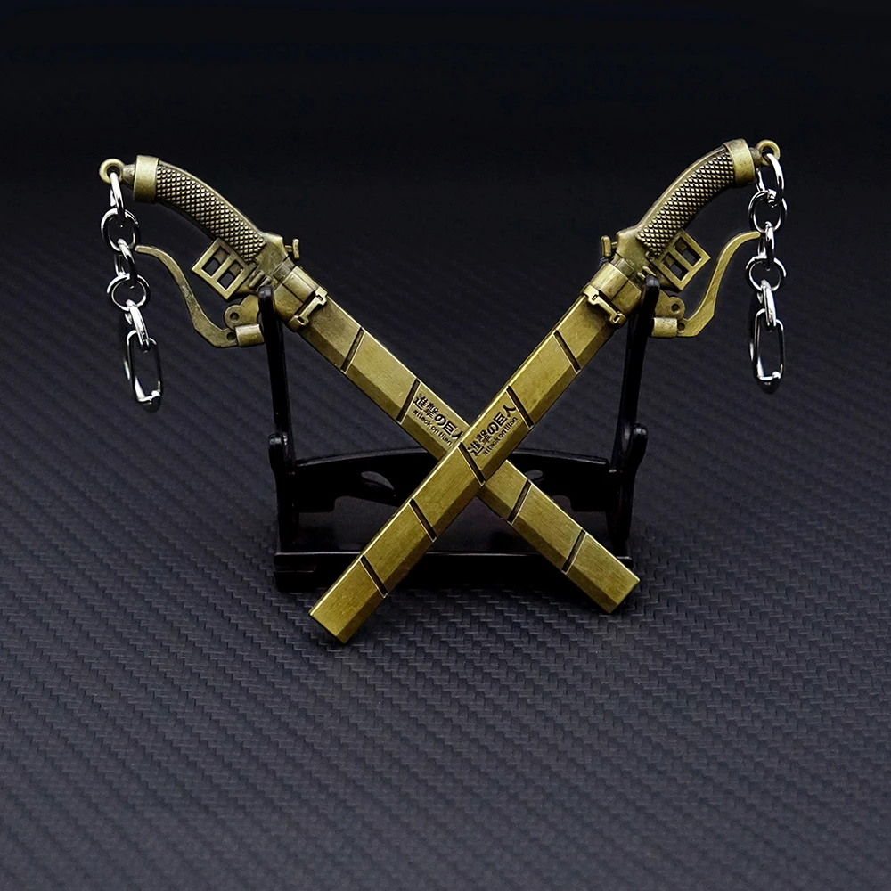 

2pcs Attack on Titan Keychain Sword with Holder Key Chain Keyring Keychains for Men Women Anime Accessories Car Key Ring