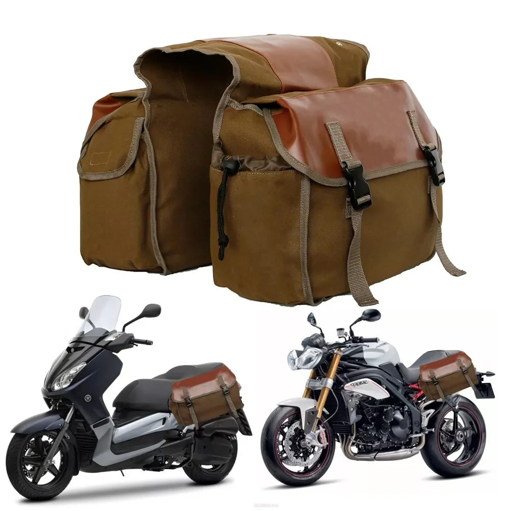 New upgrade Motorbike Touring Saddle Bag Motorcycle Canvas Panniers Box enlarge