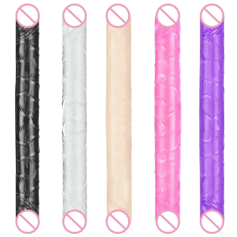 Длинный желе с большой головой реалистичный двусторонний фаллоимитатор гибкий