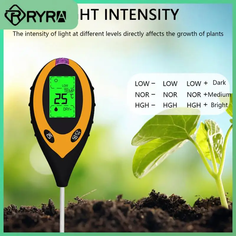 4 In 1 Sunlight Tester Digital Professional Moisture Acidity Tester For Gardening Plants Farming With Blacklight Soil Ph Tester