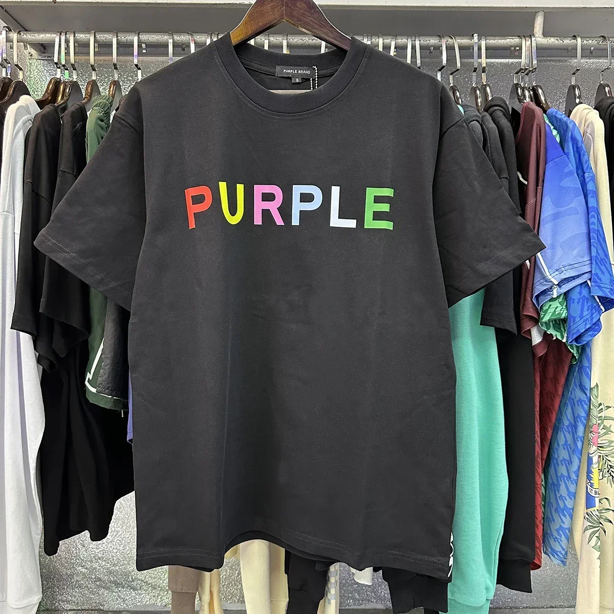 

NEW Purple Brand Harajuku Fashion T Shirt Men Women Hip Hop Streetwear T-shirts 1:1 Best Quality Purple Heavy Logo Print Tees