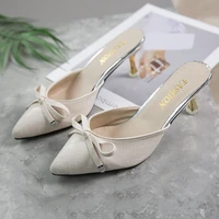 2021 european and american new style ladies high heeled sandals with butterfly buckle decoration
