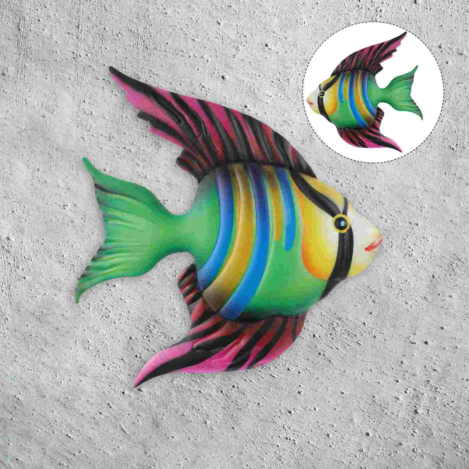 

1 Pc Metal Farmhouse Wall Decor Fish Wall Ornament Mediterranean Wall Sculpture Metal Inspirational Fish