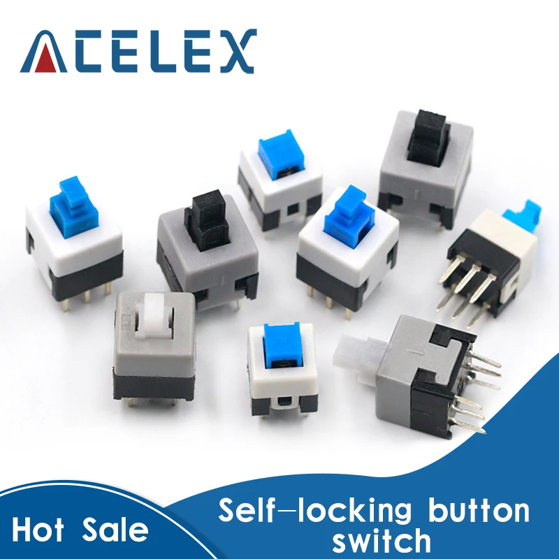 

10PCS/LOT 5.8x5.8 7x7 8x8 8.5x8.5mm Self Locking / UNlock Push Tactile Power Micro Switch 6 Pin Button Switches