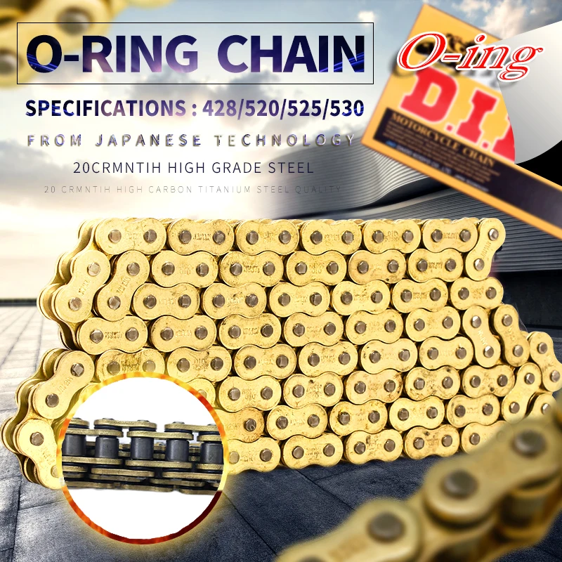 

Universal Motorcycle Chain Oil Seal Chain DID O-Ring 520 525 530 428 Chains 120 136 Links for ATV Quad MX Enduro Motard Racing