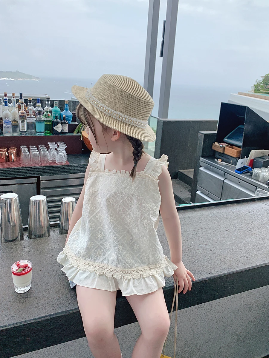 

Clothes for Girls Girls Korean Lace Vest 2022 Summer New Children Fashionable Fried Street Suspenders Baby Girl Sleeveless Top
