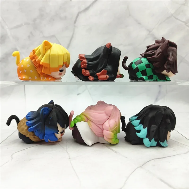 Фото Аниме Demon Slayer Kamado Nezuko Tanjirou Agatsuma Zenitsu PVC Q Version Napping Cat Inosuke Prone Pose Модель игрушки №4
