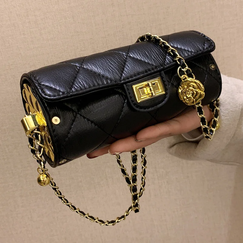 

High-quality Small Bag Women's Bag 2021 New Trendy Fashion Autumn and Winter Texture Niche Texture Rhombus Chain Messenger Bag