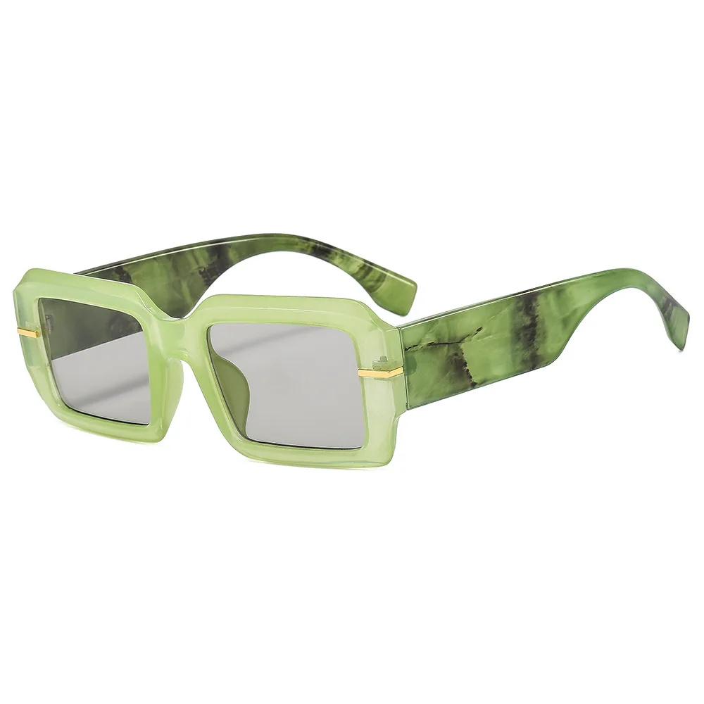 

Солнцезащитные очки с широкими дужками UV400 для мужчин и женщин, современные квадратные модные солнечные аксессуары в стиле ретро, в стиле панк, с каменным узором, в прямоугольной оправе