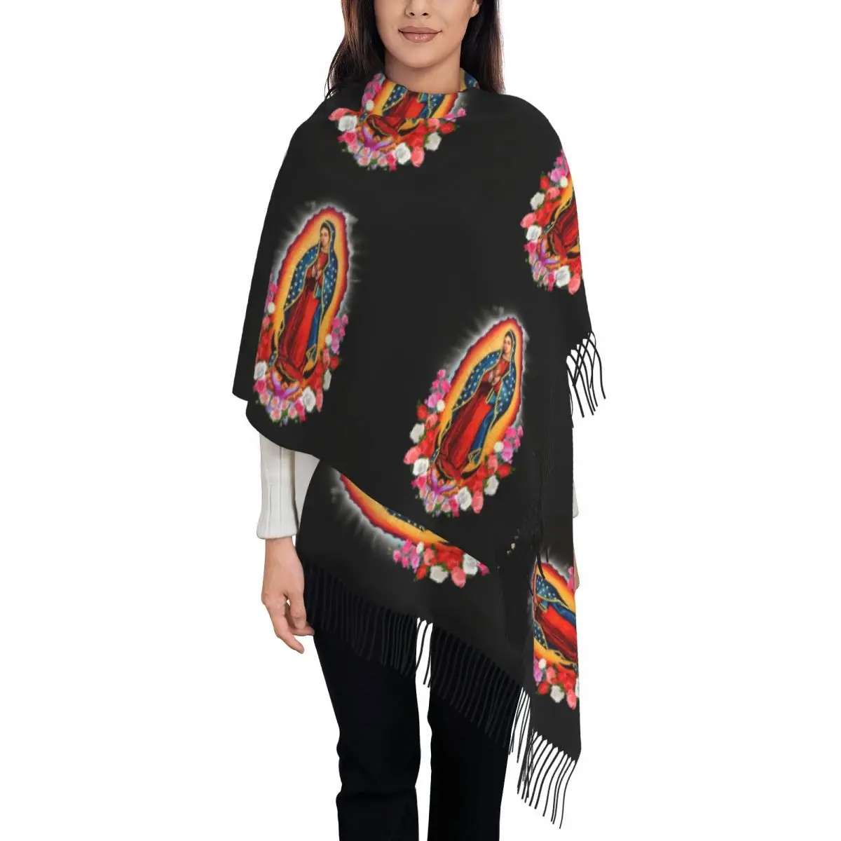 Женские большие шарфы Девы Марии Гваделупской на заказ женские зимне-осенние