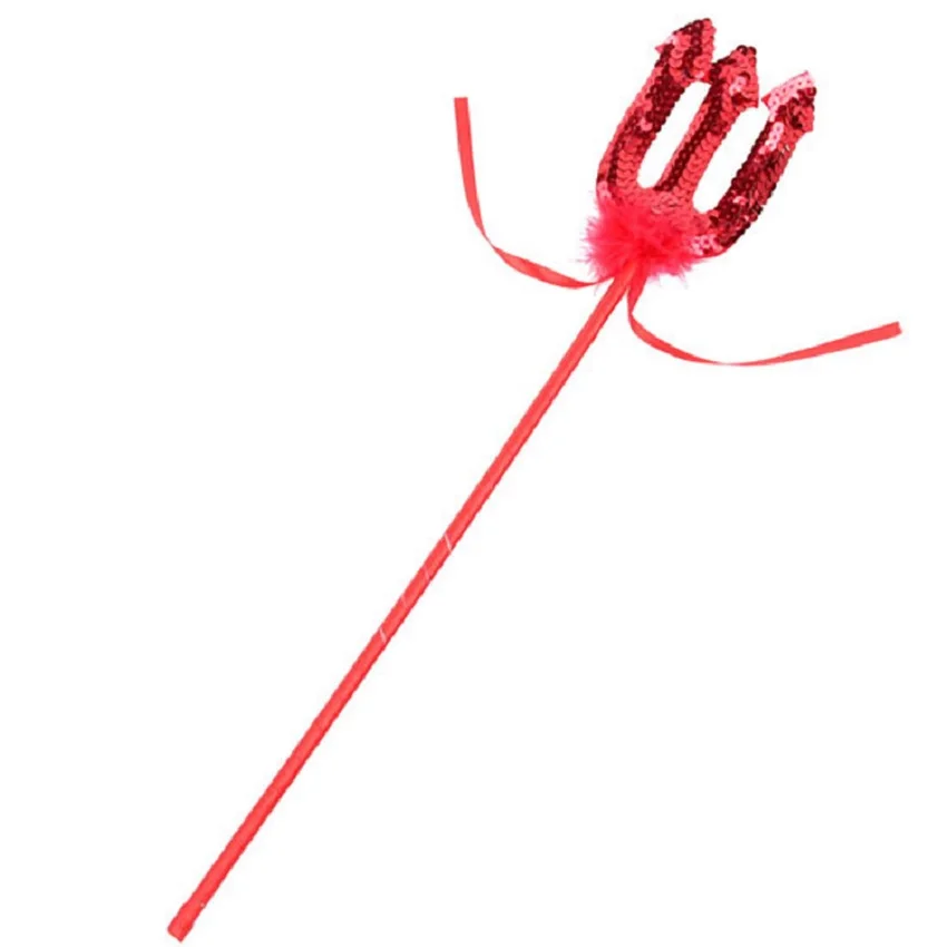 

Cosplay Anime Accessories Trident Fairy Stick Red Sequin Triangle Fork Fun Devil Stick Trident Halloween Costume