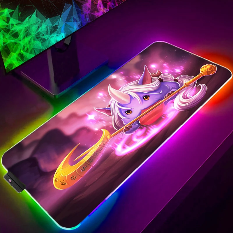 

Gaming Accessories RGB LED Mouse Pad Soraka League Of Legends Pc Kawaii Mousepad Carpet Large Desk Mat Harry Potter Gamer Anime
