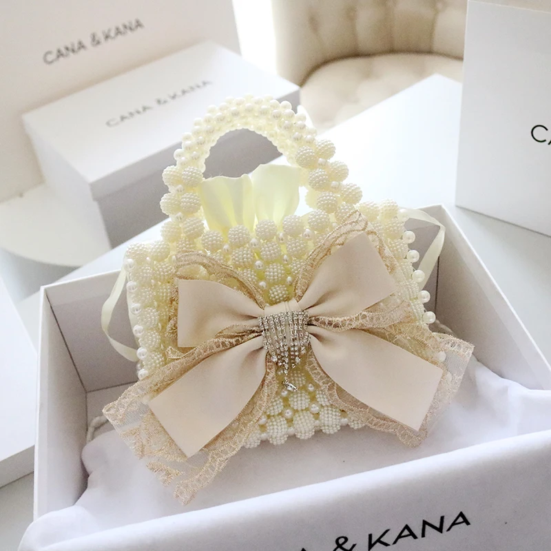 

Sweet Beaded Bow Pearl Bag 2022 New Luxury Women's Bag Small One-shoulder Hand-held Messenger Western Style All-match Sac Luxe