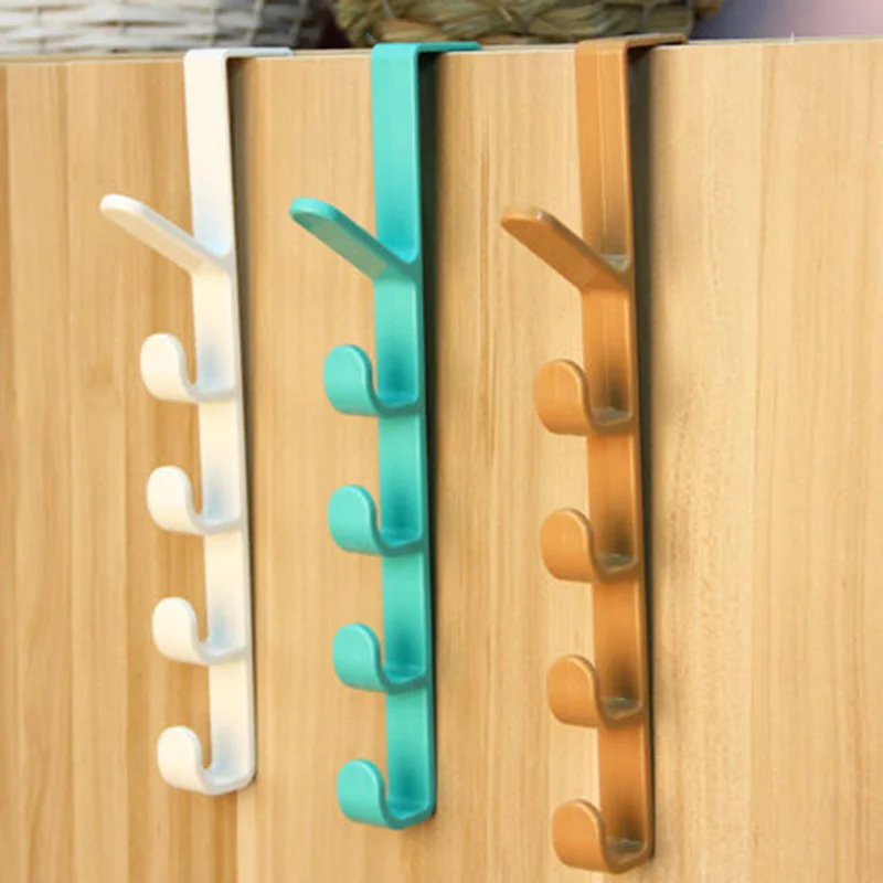 

Newl Plastic Door Hooks Over Cabinet Drawer Room Door Hook Kitchen Bathroom Hanger Hook Coat Clothes Hook (Random Color)