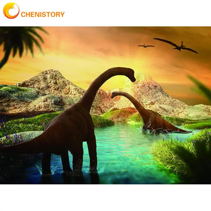 

Алмазная вышивка CHENISTORY 5D, животное динозавра, сделай сам, Алмазная мозаика, животные, Парк Юрского периода, вышивка, украшение для дома