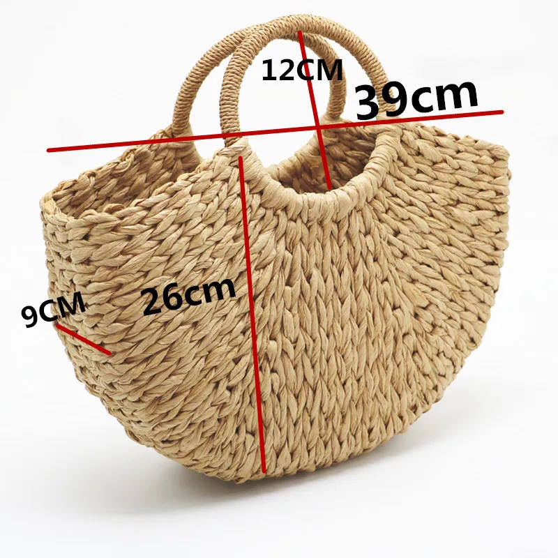 Summer Large Woven Rattan Bags for Women Bohemian Half Moon Straw Bag Women Handbags Bali Travel Beach Bag Shopper Tote Clutch