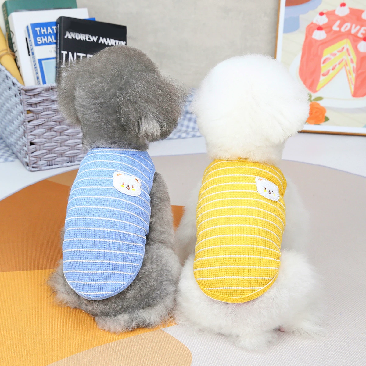 

2022 Summer Puppy Clothes For Small Dogs Shirts Plain Vest For Cat Stripe Cotton French Bulldog Clothes For Yorkies Chihuahua