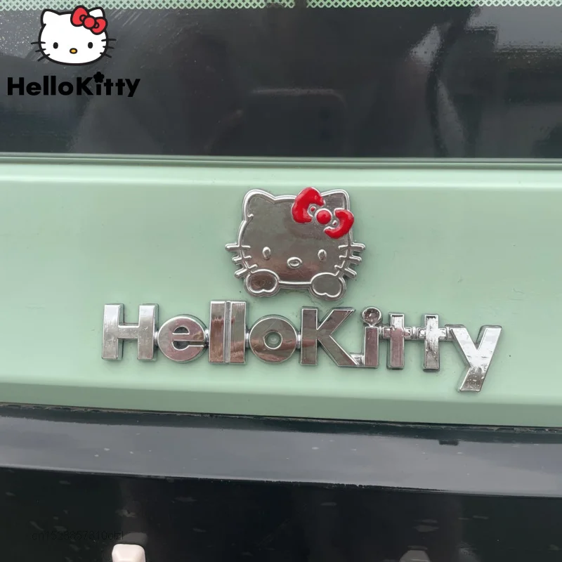 Sanrio 3D Stereo Car Sticker Hello Kitty Kawaii Cute Cartoon Metal Letter Stickers Auto Decor Scratches Decor Car Accessories