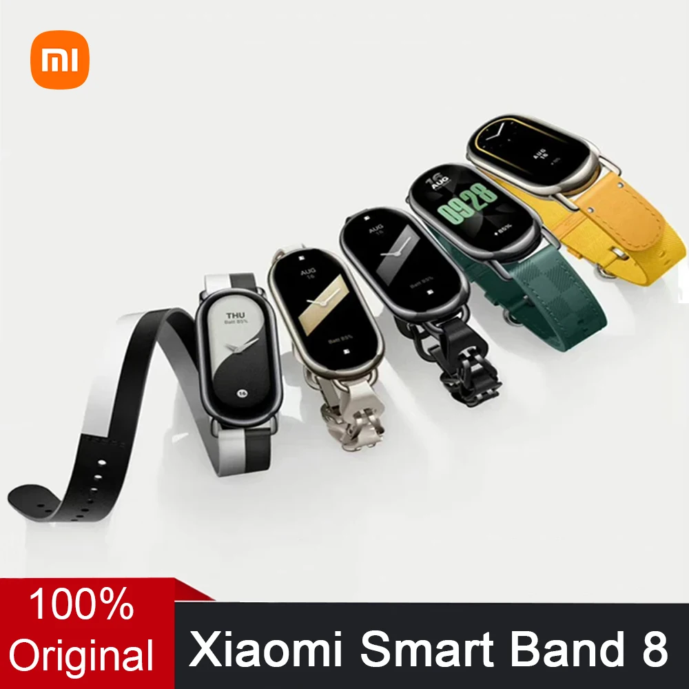 

Фитнес-браслет Xiaomi Mi Band 8, водонепроницаемый смарт-трекер с AMOLED экраном, с функцией измерения пульса и уровня кислорода в крови